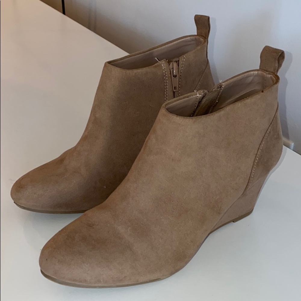 Light Brown Suede Booties - Size 6.5